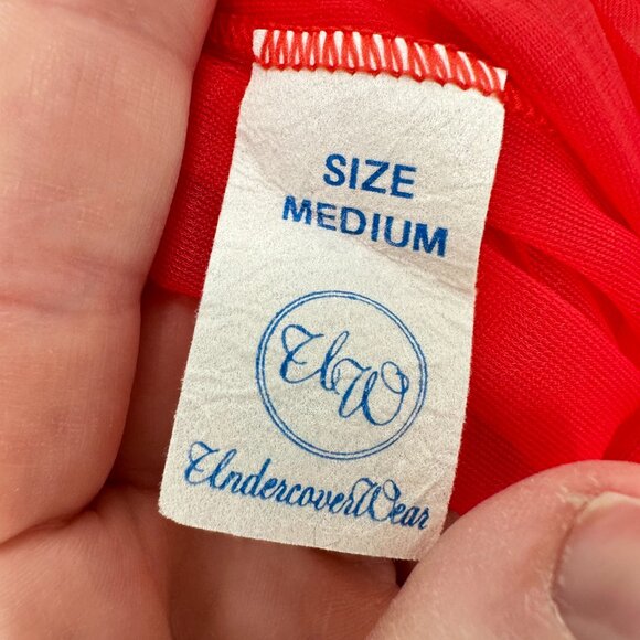 Vintage 70s Teddy Red Lace Ruffle Vixen Deep V Sexy Romper Lingerie Pinup Size M - Picture 4 of 4